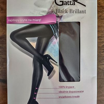 Gatta Brilliant Black Shiny 120 Denier Opaque Fully Footed  Fashion Tights